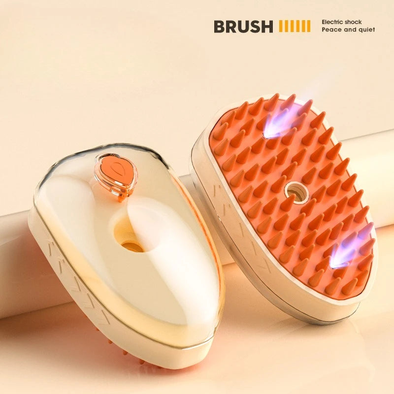 2026 Orange Pet Electric Spray Comb Massage Brush Anti-Static Hair Comb Cat Bath Detangling Care Brush Pet Supplies
