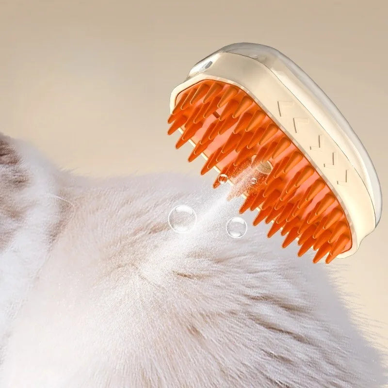 2026 Orange Pet Electric Spray Comb Massage Brush Anti-Static Hair Comb Cat Bath Detangling Care Brush Pet Supplies