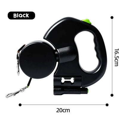 Anti-Tangle Double Dog Leash, Retractable One Handle Two Leashes, Auto Lock Dual Pet Leash for 2 Dogs Small Medium Breeds