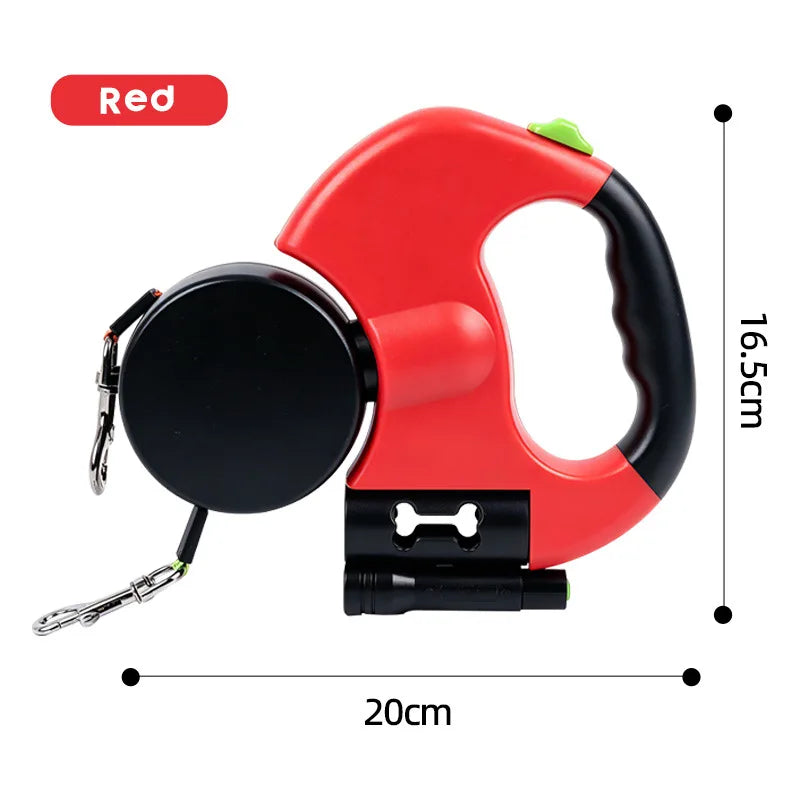Anti-Tangle Double Dog Leash, Retractable One Handle Two Leashes, Auto Lock Dual Pet Leash for 2 Dogs Small Medium Breeds