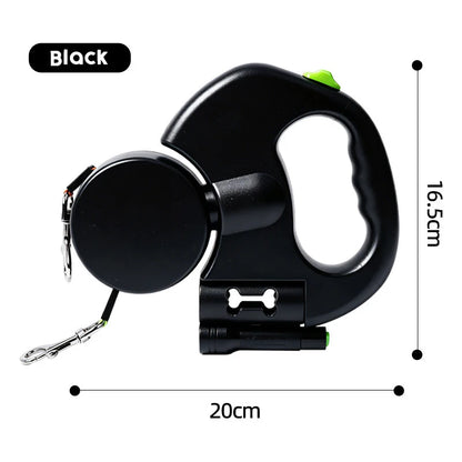 Anti-Tangle Double Dog Leash, Retractable One Handle Two Leashes, Auto Lock Dual Pet Leash for 2 Dogs Small Medium Breeds