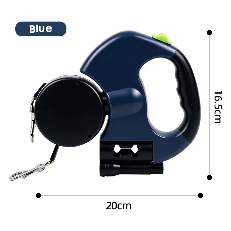 Anti-Tangle Double Dog Leash, Retractable One Handle Two Leashes, Auto Lock Dual Pet Leash for 2 Dogs Small Medium Breeds